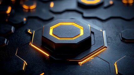 Poster - Abstract Octagon Glowing Orange Background Texture