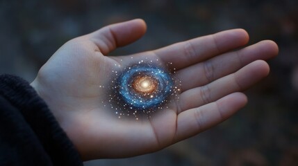 Wall Mural - hand holding a galaxy