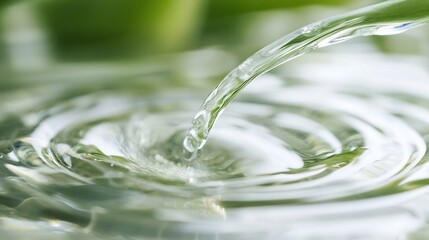 Leinwandbilder - Gentle flow of clear water creating smooth ripples against a calming green backdrop of nature : Generative AI