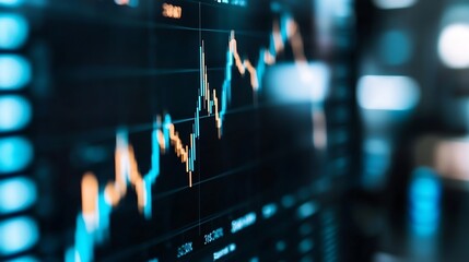 Leinwandbilder - Dynamic stock market chart with fluctuating prices signaling financial trends and trading patterns : Generative AI