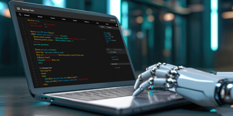 Software development programming on computer screen for brisk application and program coding