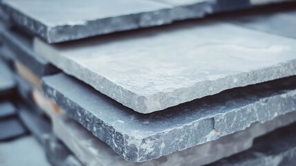 Poster - Close up view of stacked stone tiles perfect for building and landscaping projects : Generative AI