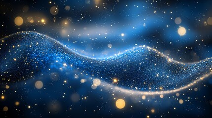 Poster - Blue Glitter Wave Abstract Background