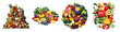 © Jieee Mooo - Fresh and Colorful Assortment of Fruits and Vegetables in Baskets, PNG bundle collection, Isolated on Transparent Background