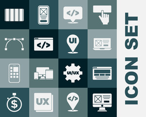 Wall Mural - Set UI or UX design, Front end development, Bezier curve, Color palette guide and icon. Vector