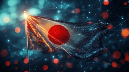Poster - Digital Flag Abstract Image Global Business Technology