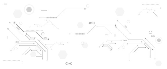 Aufkleber - Vector abstract technology on white background. High-tech circuit board connection system.