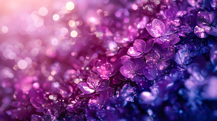 Poster - Colorful purple flowers sparkle with light in a lush garden during springtime