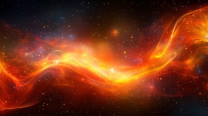 Poster - Fiery Cosmic Nebula Space Background