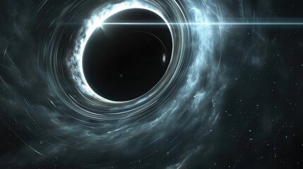 Wall Mural - Abstract black hole with light rays bending around it Abstract cosmos with a black hole and starlight