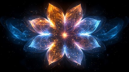 Poster - Glowing Abstract Flower Digital Art Design