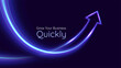 © Yuri Hoyda - Neon arrow up with lights trails. Futuristic 3D style. Business, personal growth, quick result. Innovation technology and finance.