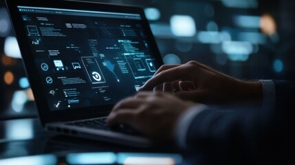 A man typing on laptop for search information on web browser networking