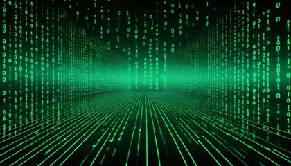 technology computer cyberspace internet digital data network programming communication coding concept abstract green digital binary code matrix texture background
