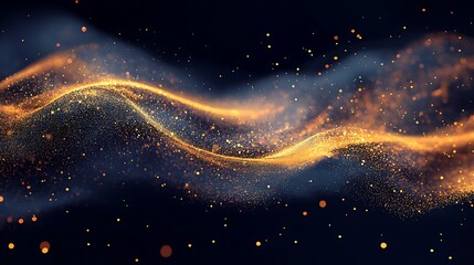 Poster - Golden Particle Wave Abstract Background