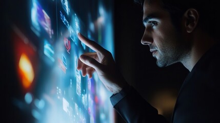 Businessman touching the screen generative ai