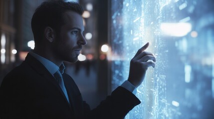 Businessman touching the screen generative ai