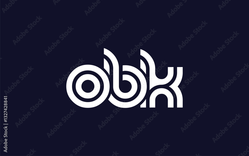 OBK Creative Unique Modern Letter Logo Design.  Stylized logo featuring a unique letter design, presenting abstract minimalist aesthetics and modern appeal.