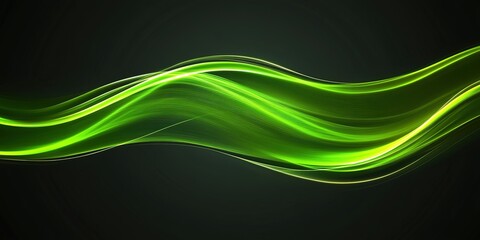 Wall Mural - flowing green lines create a mesmerizing abstract pattern with dynamic energy and movement in a dark