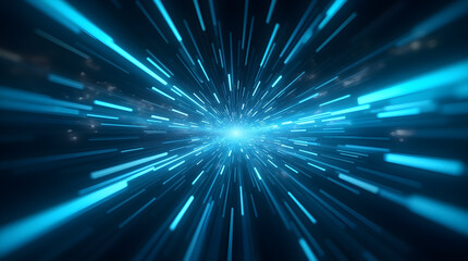 Digital Speed Tunnel Blue Light Streaks Abstract Futuristic
