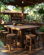 © Get it - Rustic wooden bar area in a tropical setting