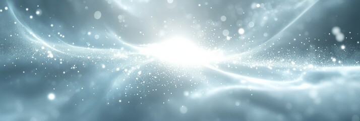 Wall Mural - an ethereal abstract background featuring soft blue and white hues with glowing light and sparkling 