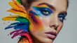 © claudunia - Eye makeup art featuring rainbow brushstrokes, showcasing creative makeup artistry.