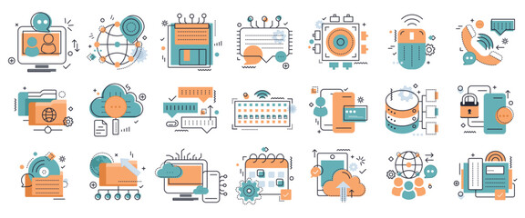 Wall Mural - business and marketing, programming, data management, internet connection, social network, computing