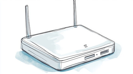 Wall Mural - isometric wi-fi modem router illustration isolated on white.