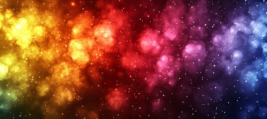 a spectacular cosmic landscape presenting a vibrant fusion of yellow and teal colors, revealing a st