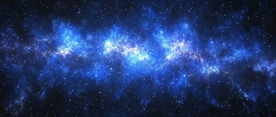 Wall Mural - a mesmerizing astronomical scene portraying a vibrant nebula in blue and white, against a deep, star