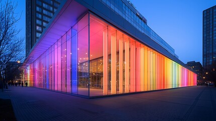 Poster - Vibrant Rainbow Building at Night