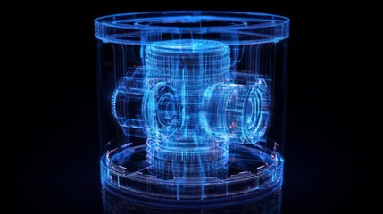 Wall Mural - 3d render of futuristic cylinder container, complex internal structure. possible stock photo use