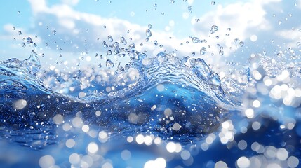 Poster - Water Waves Splash Blue Fresh Pure Clean Nature Background