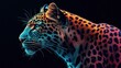 © Johannes - Leopard animal abstract wallpaper. Contrast background panthera in vivid colors generative ai