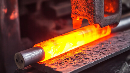 Aufkleber - Heating a metal workpiece in a workshop environment Generative AI