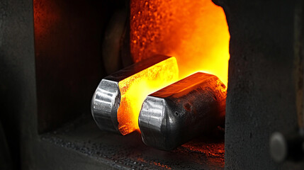 Aufkleber - Heating process of a metal workpiece in a shop Generative AI