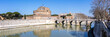 Historic Castel Sant'Angelo with Ponte Sant'Angelo bridge and Tiber river panorama in Rome, Italy