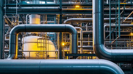 Aufkleber - Intricate network of pipes and tanks in an industrial facility Generative AI