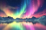 Vivid Aurora Borealis over a Frozen Landscape