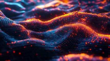 Wall Mural - abstract digital wave, glowing network, abstract background, for technology, or design, graphic use