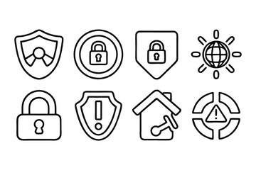 firewall, password, privacy, protection, safety, security, shield, lock, illustration, technology, cyberspace, insurance, key, outline, computer, padlock, cyber, horizontal, icon set, internet, label,