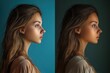 © Elena - Comparison of raw and retouched portrait showcasing enhanced colors in Saint Petersburg studio Generative AI