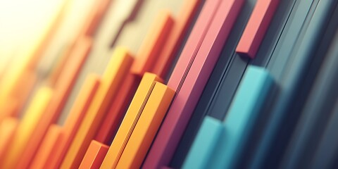 Abstract colorful bars on diagonal, creating modern, clean and playful style