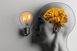 © Vladimir - Innovation and creativity are visualized as a light bulb glowing in a human head alongside a yellow paper ball, symbolizing bright, resourceful thinking