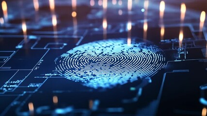 Digital Identity and Biometric Security: Fingerprint Scan on Futuristic Technology Interface