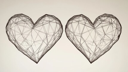 Abstract Wireframe Hearts