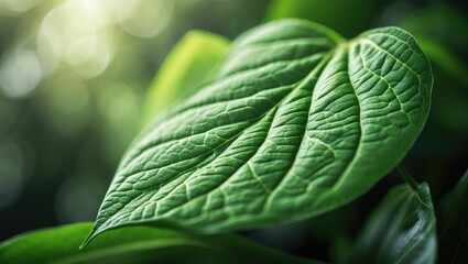 Aufkleber - Green leaf featuring exquisite lines.