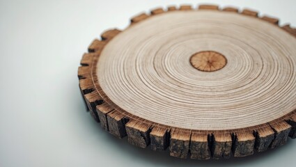 Poster - Front view of pine tree cross-section featuring annual rings set against a white background.