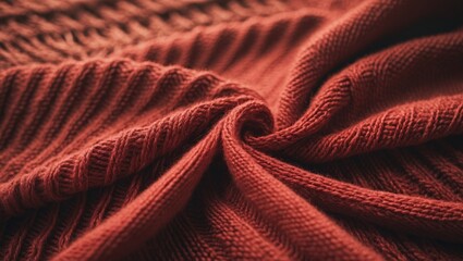 Poster - Close-up of a knitted surface featuring woolen things as a background. Soft fabric texture with knitted patterns. Warm clothing. Textile background surface with space for text.